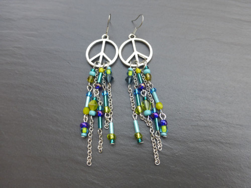 Hippie náušnice zelenomodré — foto 2