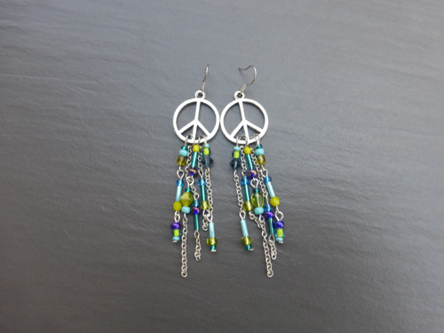 Hippie náušnice zelenomodré — foto 3