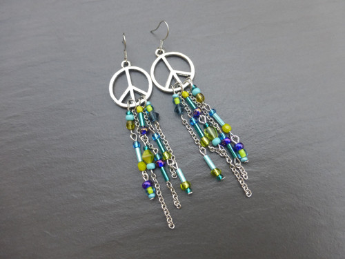 Hippie náušnice zelenomodré — foto 4