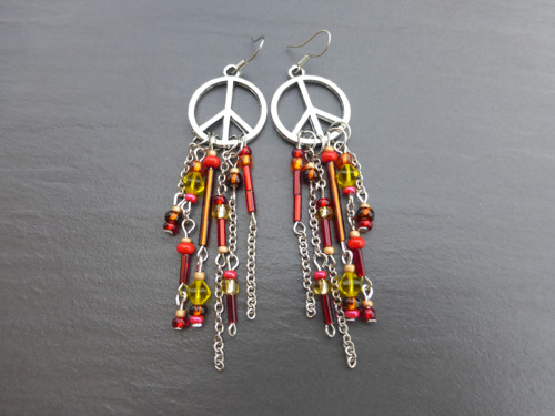 Hippie náušnice červenozlaté — foto 3