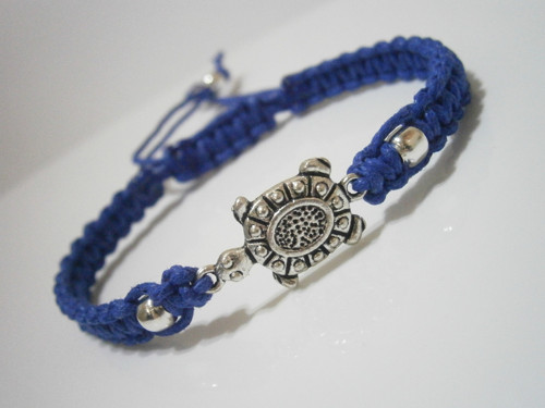 "Želva" - modrý náramek (macramé) - Unisex — foto 2