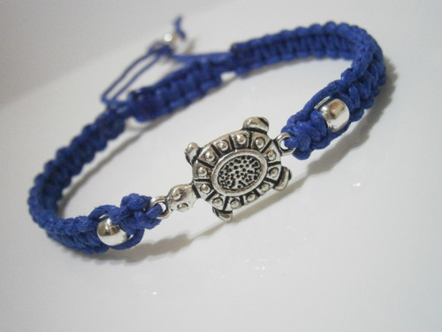 "Želva" - modrý náramek (macramé) - Unisex — foto 4