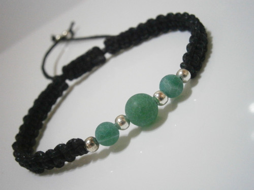 Černý náramek "Achát" - macramé (unisex) — foto 2