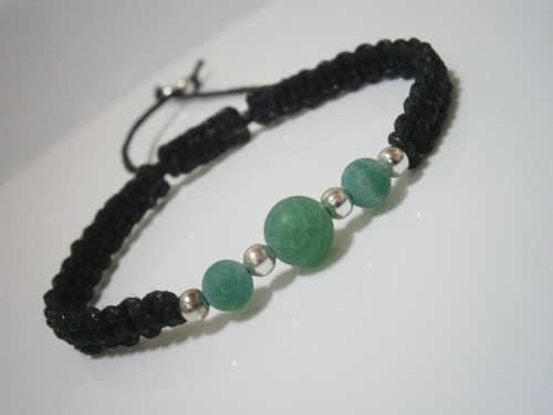 Černý náramek "Achát" - macramé (unisex) — foto 3