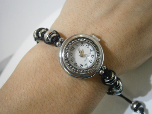 Černostříbrné hodinky - macramé/shamballa — foto 6