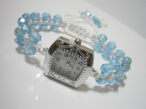 Modré hodinky - macramé/shamballa — foto 3