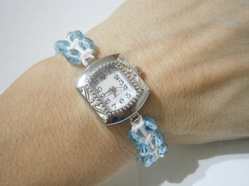 Modré hodinky - macramé/shamballa — foto 4