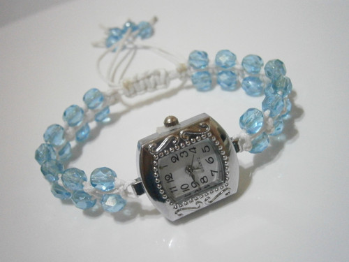 Modré hodinky - macramé/shamballa — foto 5