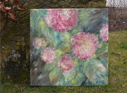 Hortenzie - olej na plátně 40x40 — foto 5