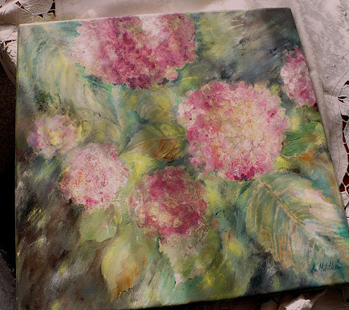 Hortenzie - olej na plátně 40x40 — foto 4