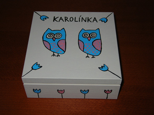 Krabička na poklady sovičky-modro-růžové — foto 2