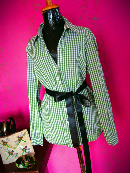 Pin-up košile green pepitko — foto 2