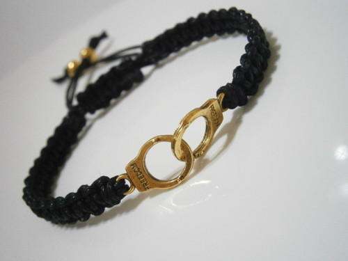 Náramek "Pouta" - černozlatý (macramé) — foto 2