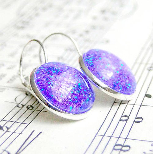 Sparkling Smooth Violet / Náušnice s trblietkami — foto 4