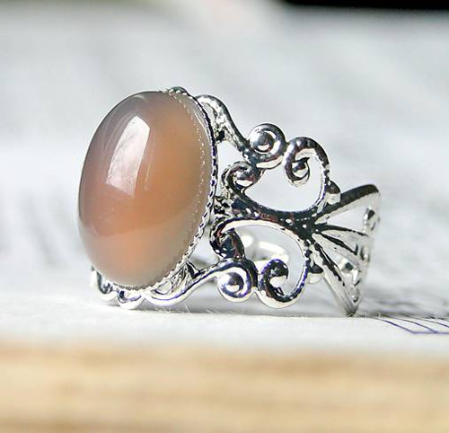 Romantic Grey Agate / Prsteň so šedým achátom — foto 4