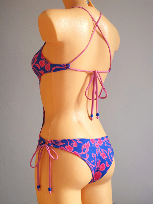 Monokini scooped plum/pink flowers — foto 2