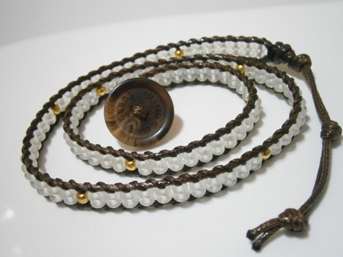 Hnědo-bílý náramek - (Wrap Bracelet) — foto 4
