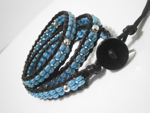 Černo-modrý náramek (Wrap Bracelet) — foto 2
