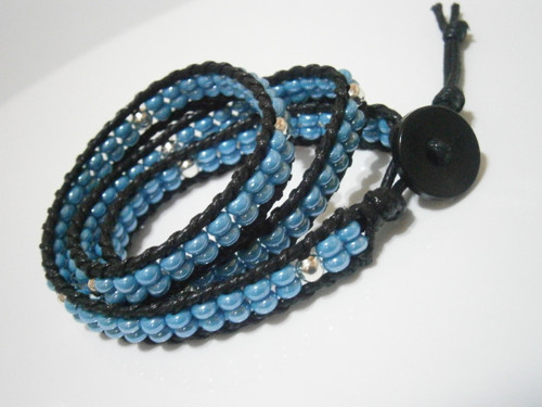 Černo-modrý náramek (Wrap Bracelet) — foto 3