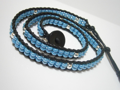 Černo-modrý náramek (Wrap Bracelet) — foto 5
