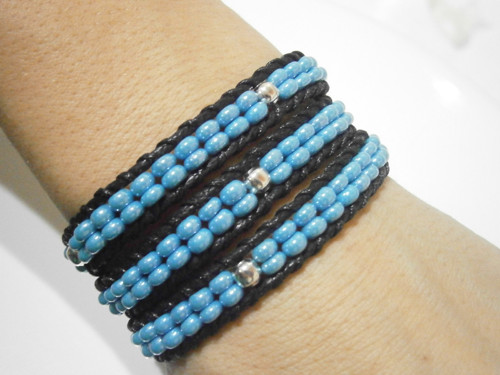 Černo-modrý náramek (Wrap Bracelet) — foto 6