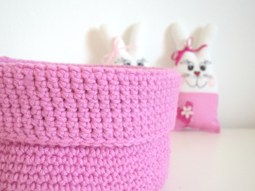Háčkovaný košíček - Pink — foto 2