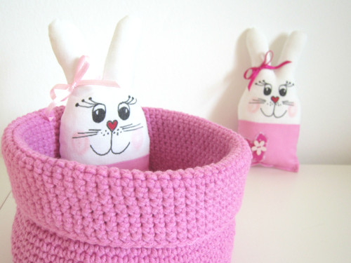 Háčkovaný košíček - Pink — foto 3