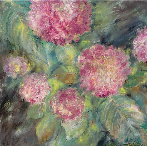 Hortenzie - olej na plátně 40x40 — foto 2