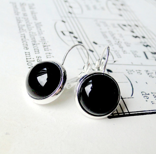 Black Agate in Silver / Naušnice s černým achátem — foto 3