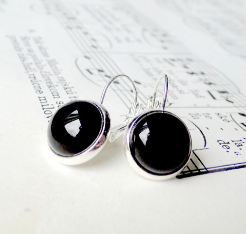 Black Agate in Silver / Naušnice s černým achátem — foto 4