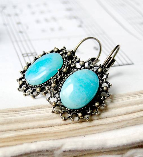 Vintage Amazonite / Naušnice s amazonitem — foto 3