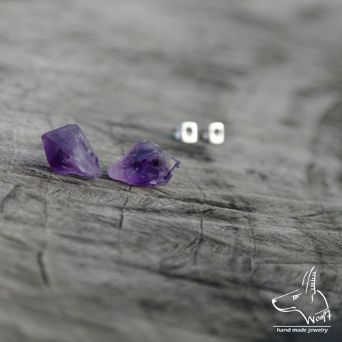 Ametystové náušničky – rough crystal — foto 2