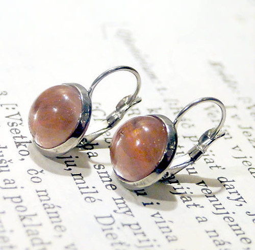 Cherry Quartz / Náušnice Chirurgická oceľ — foto 2