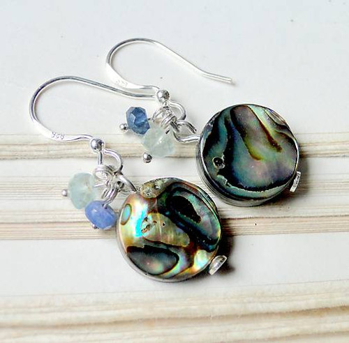 Paua - Sapphire & Silver 925 / Náušnice Ag925 — foto 2