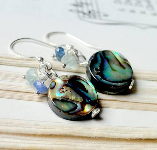 Paua - Sapphire & Silver 925 / Náušnice Ag925 — foto 4