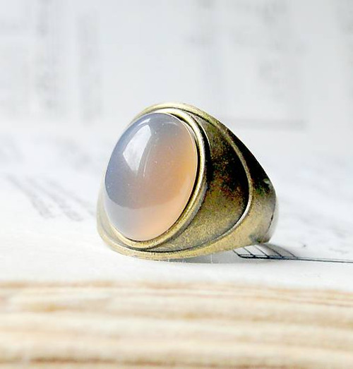 Antique Bronze Grey Agate / Prsten s achátem — foto 2