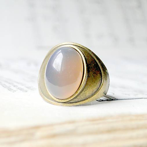 Antique Bronze Grey Agate / Prsten s achátem — foto 3