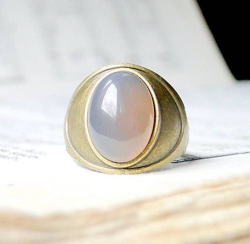 Antique Bronze Grey Agate / Prsten s achátem — foto 5