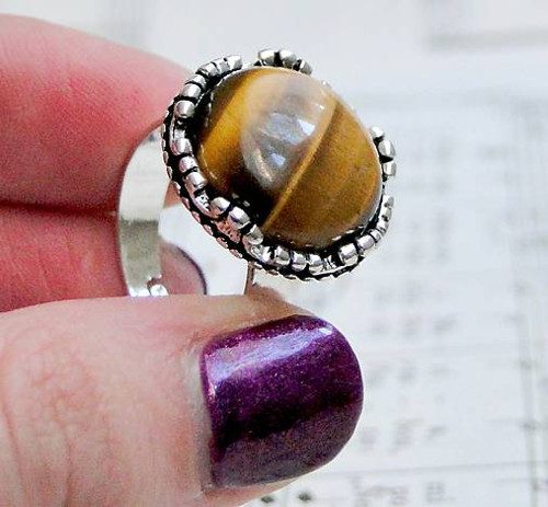Tiger Eye in Antique Silver / Prsten s tygřím okem — foto 3