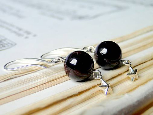 Garnet & Silver 925 Stars / Náušnice Ag925 — foto 2