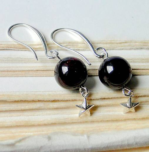 Garnet & Silver 925 Stars / Náušnice Ag925 — foto 4