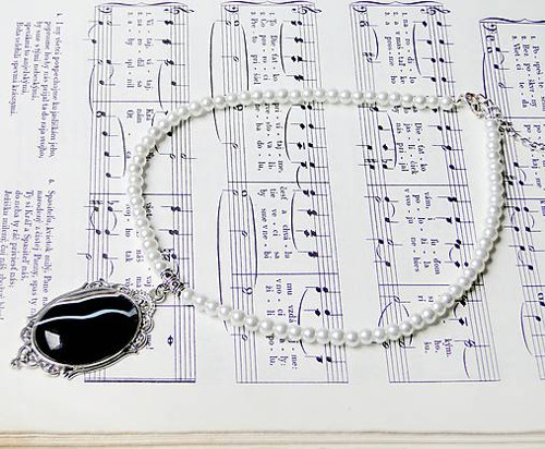Black Agate & Pearls / Náhrdelník s achátem — foto 2