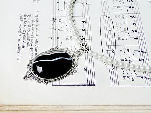 Black Agate & Pearls / Náhrdelník s achátem — foto 3