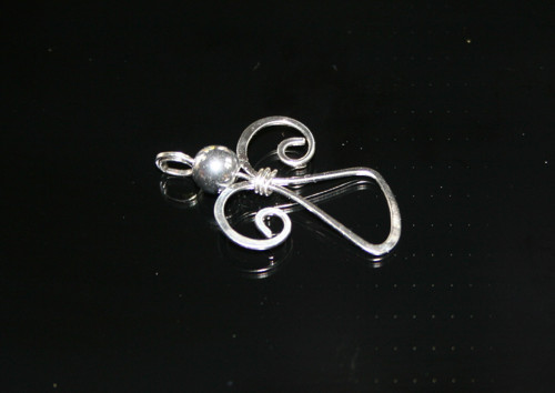 Přívěšek - Anděl - hematit - chirurgická ocel — foto 2