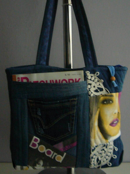 Džínový crazy patchwork - kabelka — foto 4