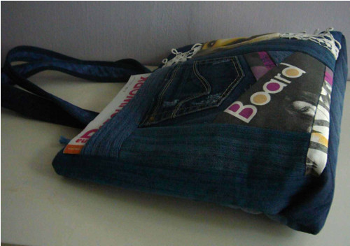 Džínový crazy patchwork - kabelka — foto 5