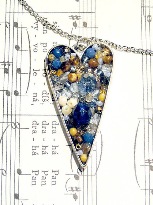 Blue & Gold Heart / Náhrdelník se srdcem — foto 3