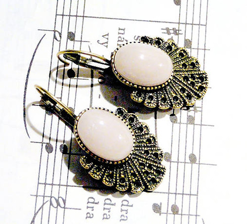 Rose Quartz & Bronze / Náušnice s rúženínem — foto 2