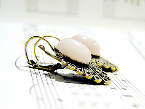 Rose Quartz & Bronze / Náušnice s rúženínem — foto 4