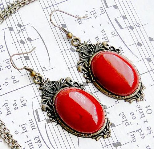 Vintage Red Jasper / Náušnice s jaspisem — foto 2
